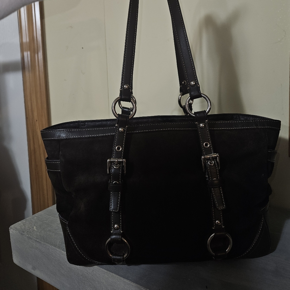 Coach Authentic Brown Leatherware Suede Shoulder Hand Bag F12836 Bag Vintage! - Picture 8 of 8
